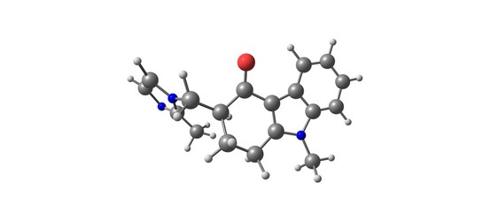 Ondansetron molecular structure isolated on white