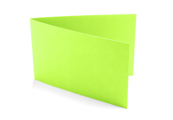 Two fold green card on white background.