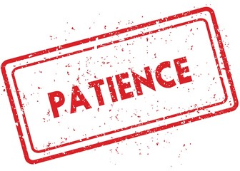 Red PATIENCE rubber stamp