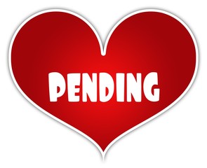 PENDING on red heart sticker label.