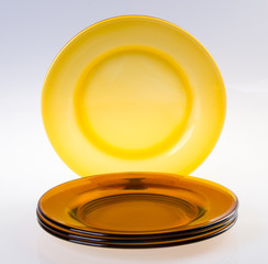 glass plates on white background