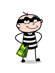 Smiling Thief with Cash in Hand Vector