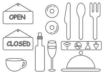 Minimalistic Slim Line Food Restaurant Vector Icons. No smoking. Eps 10