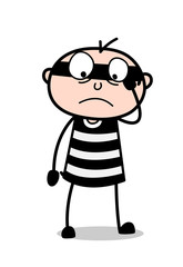 Disappointed Cartoon Robber Face Vector