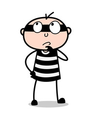 Cartoon Robber Thinking and Making Plan