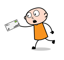 Fearful Prisoner Running in Hurry with Letter