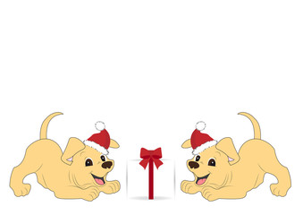 Two dog gift box. Happy New Year