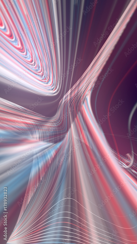 Aufkleber Digital colored lines abstract background. 3d rendering