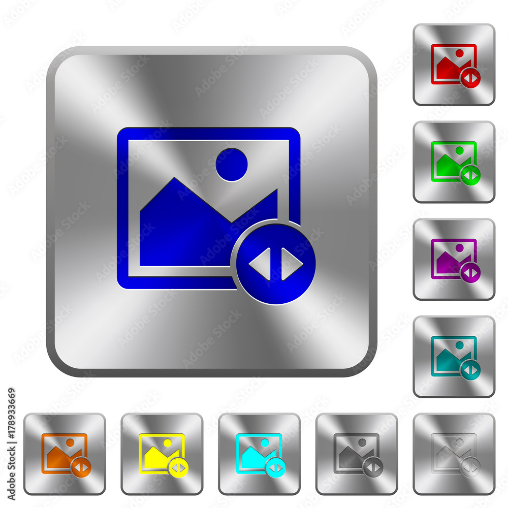 Aufkleber horizontally move image rounded square steel buttons