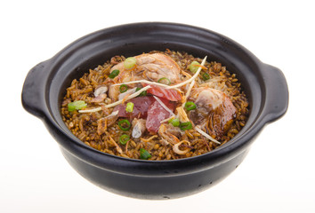 Claypot chicken rice. asia food