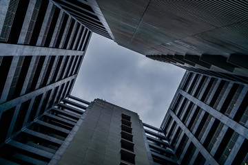 Stairwell of modern building. Low angle view.
