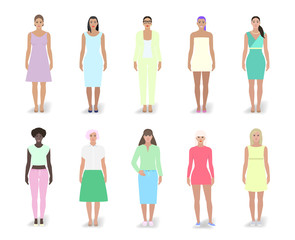 Different fashion girls, vector illustration