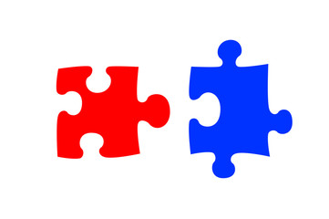 Blaues und Rotes Puzzleteil