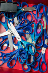 many multi-colored scissors