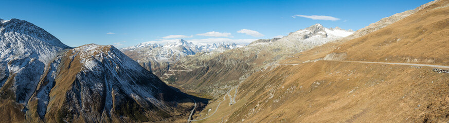 Panoramic view from Furka pass, Switzerland