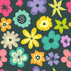 Fototapeta na wymiar Seamless pattern with pastel flowers.