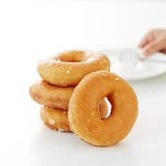 Fresh donut on white background