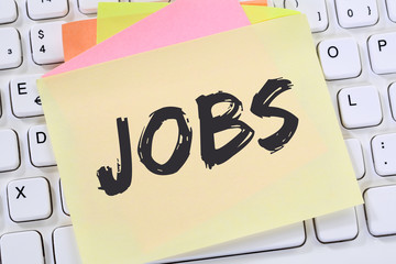 Jobs Job Arbeit Arbeitsstelle Jobsuche Notizzettel Büro Business Konzept