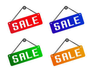 Colored vector labels for the holiday sales isolated