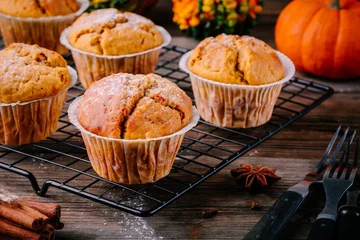 Foto op Plexiglas Homemade Autumn Pumpkin Muffins © nblxer
