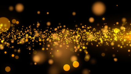 Obraz premium Gold glitter powder splash background. Golden dust. Magic mist glowing.