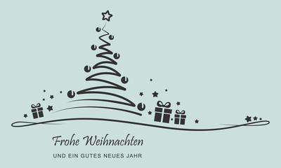 Grußkarte - "Weihnachtsbaum mit Geschenken" (Mintgrün)