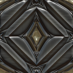 3d illustration - abstrakt fraktal schwarz metallisch symmetrisch 