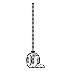 mop with wooden stick in monochrome dotted silhouette