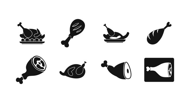 Chicken icon set, simple style