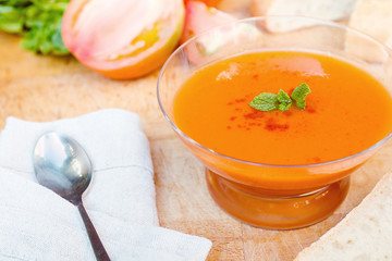 Spanish cold gazpacho soup