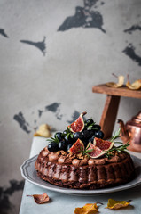 Fall Chocolate Cake with Fruits and Nuts