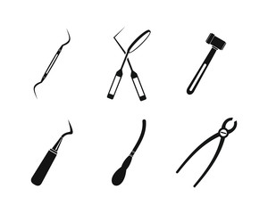 Surgery instrument icon set, simple style
