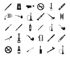 Smoking icon set, simple style