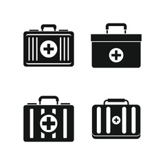 First aid kit icon set, simple style