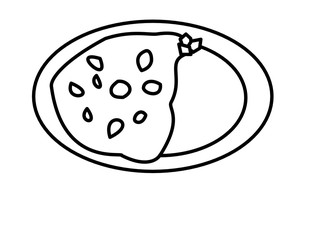 カレーライス(線画、福神漬け)