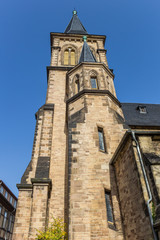 Fototapeta na wymiar Tower of the historic Sylvestri church in Wernigerode