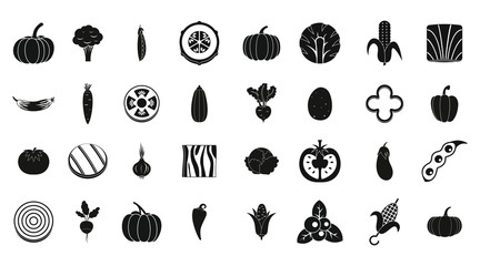 Vegetables icon set, simple style
