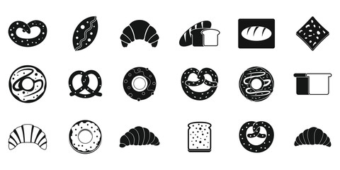 Bakery icon set, simple style