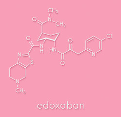 Edoxaban anticoagulant drug molecule (direct FXa inhibitor). Skeletal formula.