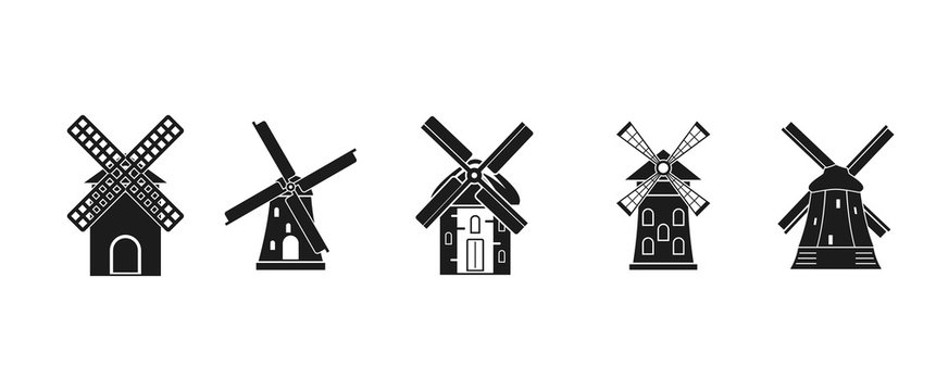 Mill icon set, simple style