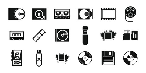 Storage information icon set, simple style