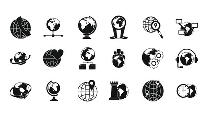 Globe icon set, simple style