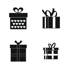 Gift box icon set, simple style
