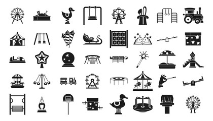 Kid amusement icon set, simple style