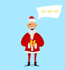 Cartoon Santa Claus for Your Christmas and New Year greeting Design or Animation. Vector isolated illustration of happy Santa Claus ringing a hand bell and different emotions in colorful flat style