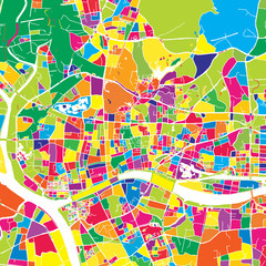 Guangzhou, China, colorful vector map
