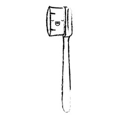 manual toothbrush male kawaii in monochrome blurred silhouette