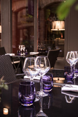 Empty glasses set in restorant