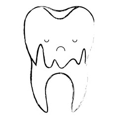 caries in the root of kawaii tooth in monochrome blurred silhouette