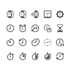 Time and clock glyph icons